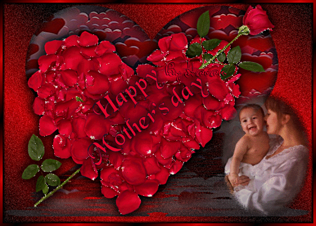 Duże serce z płatków róż Szczęśliwego dnia matki